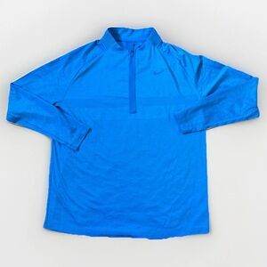 Nike Men's Large Stride Dri-FIT Quarter 1/4 Zip Running Top Blue Pullover